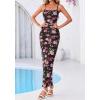imageBTFBM Womens Maxi Dress 2026 Spring Floral Sexy Spaghetti Straps Sleeveless Bodycon Summer Beach Wedding Guest DressesFloral Black Pink