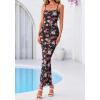 imageBTFBM Womens Maxi Dress 2026 Spring Floral Sexy Spaghetti Straps Sleeveless Bodycon Summer Beach Wedding Guest DressesFloral Black Pink