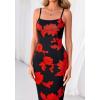 imageBTFBM Womens Maxi Dress 2026 Spring Floral Sexy Spaghetti Straps Sleeveless Bodycon Summer Beach Wedding Guest DressesFloral Black Red