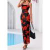 imageBTFBM Womens Maxi Dress 2026 Spring Floral Sexy Spaghetti Straps Sleeveless Bodycon Summer Beach Wedding Guest DressesFloral Black Red