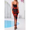 imageBTFBM Womens Maxi Dress 2026 Spring Floral Sexy Spaghetti Straps Sleeveless Bodycon Summer Beach Wedding Guest DressesFloral Black Red