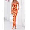 imageBTFBM Womens Maxi Dress 2026 Spring Floral Sexy Spaghetti Straps Sleeveless Bodycon Summer Beach Wedding Guest DressesFloral Yellow Red