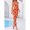 imageBTFBM Womens Maxi Dress 2026 Spring Floral Sexy Spaghetti Straps Sleeveless Bodycon Summer Beach Wedding Guest DressesFloral Yellow Red