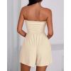 imageBTFBM Womens Romper 2026 Spring Summer Strapless Tube Tops Beach Vacation Clothes Boho Loose Shorts Jumpsuits PocketsApricot