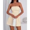 imageBTFBM Womens Romper 2026 Spring Summer Strapless Tube Tops Beach Vacation Clothes Boho Loose Shorts Jumpsuits PocketsApricot