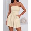 imageBTFBM Womens Romper 2026 Spring Summer Strapless Tube Tops Beach Vacation Clothes Boho Loose Shorts Jumpsuits PocketsApricot