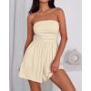 imageBTFBM Womens Romper 2026 Spring Summer Strapless Tube Tops Beach Vacation Clothes Boho Loose Shorts Jumpsuits PocketsApricot