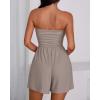 imageBTFBM Womens Romper 2026 Spring Summer Strapless Tube Tops Beach Vacation Clothes Boho Loose Shorts Jumpsuits PocketsApricot Khaki