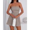 imageBTFBM Womens Romper 2026 Spring Summer Strapless Tube Tops Beach Vacation Clothes Boho Loose Shorts Jumpsuits PocketsApricot Khaki