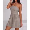 imageBTFBM Womens Romper 2026 Spring Summer Strapless Tube Tops Beach Vacation Clothes Boho Loose Shorts Jumpsuits PocketsApricot Khaki