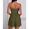 imageBTFBM Womens Romper 2026 Spring Summer Strapless Tube Tops Beach Vacation Clothes Boho Loose Shorts Jumpsuits PocketsArmy Green