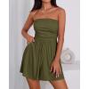 imageBTFBM Womens Romper 2026 Spring Summer Strapless Tube Tops Beach Vacation Clothes Boho Loose Shorts Jumpsuits PocketsArmy Green