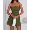 imageBTFBM Womens Romper 2026 Spring Summer Strapless Tube Tops Beach Vacation Clothes Boho Loose Shorts Jumpsuits PocketsArmy Green