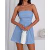 imageBTFBM Womens Romper 2026 Spring Summer Strapless Tube Tops Beach Vacation Clothes Boho Loose Shorts Jumpsuits PocketsBlue