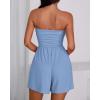 imageBTFBM Womens Romper 2026 Spring Summer Strapless Tube Tops Beach Vacation Clothes Boho Loose Shorts Jumpsuits PocketsBlue