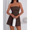 imageBTFBM Womens Romper 2026 Spring Summer Strapless Tube Tops Beach Vacation Clothes Boho Loose Shorts Jumpsuits PocketsBrown