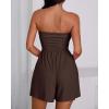 imageBTFBM Womens Romper 2026 Spring Summer Strapless Tube Tops Beach Vacation Clothes Boho Loose Shorts Jumpsuits PocketsBrown