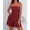 imageBTFBM Womens Romper 2026 Spring Summer Strapless Tube Tops Beach Vacation Clothes Boho Loose Shorts Jumpsuits PocketsBurgundy