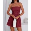 imageBTFBM Womens Romper 2026 Spring Summer Strapless Tube Tops Beach Vacation Clothes Boho Loose Shorts Jumpsuits PocketsBurgundy
