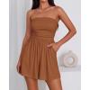 imageBTFBM Womens Romper 2026 Spring Summer Strapless Tube Tops Beach Vacation Clothes Boho Loose Shorts Jumpsuits PocketsCaramel