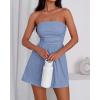 imageBTFBM Womens Romper 2026 Spring Summer Strapless Tube Tops Beach Vacation Clothes Boho Loose Shorts Jumpsuits PocketsDark Blue