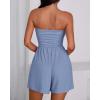 imageBTFBM Womens Romper 2026 Spring Summer Strapless Tube Tops Beach Vacation Clothes Boho Loose Shorts Jumpsuits PocketsDark Blue