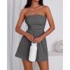 imageBTFBM Womens Romper 2026 Spring Summer Strapless Tube Tops Beach Vacation Clothes Boho Loose Shorts Jumpsuits PocketsDark Grey
