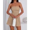 imageBTFBM Womens Romper 2026 Spring Summer Strapless Tube Tops Beach Vacation Clothes Boho Loose Shorts Jumpsuits PocketsKhaki