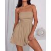 imageBTFBM Womens Romper 2026 Spring Summer Strapless Tube Tops Beach Vacation Clothes Boho Loose Shorts Jumpsuits PocketsKhaki