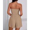 imageBTFBM Womens Romper 2026 Spring Summer Strapless Tube Tops Beach Vacation Clothes Boho Loose Shorts Jumpsuits PocketsKhaki