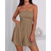 imageBTFBM Womens Romper 2026 Spring Summer Strapless Tube Tops Beach Vacation Clothes Boho Loose Shorts Jumpsuits PocketsLight Brown