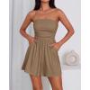 imageBTFBM Womens Romper 2026 Spring Summer Strapless Tube Tops Beach Vacation Clothes Boho Loose Shorts Jumpsuits PocketsLight Brown
