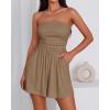 imageBTFBM Womens Romper 2026 Spring Summer Strapless Tube Tops Beach Vacation Clothes Boho Loose Shorts Jumpsuits PocketsLight Brown