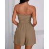 imageBTFBM Womens Romper 2026 Spring Summer Strapless Tube Tops Beach Vacation Clothes Boho Loose Shorts Jumpsuits PocketsLight Brown