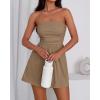 imageBTFBM Womens Romper 2026 Spring Summer Strapless Tube Tops Beach Vacation Clothes Boho Loose Shorts Jumpsuits PocketsLight Brown
