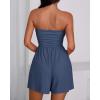 imageBTFBM Womens Romper 2026 Spring Summer Strapless Tube Tops Beach Vacation Clothes Boho Loose Shorts Jumpsuits PocketsNavy