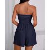 imageBTFBM Womens Romper 2026 Spring Summer Strapless Tube Tops Beach Vacation Clothes Boho Loose Shorts Jumpsuits PocketsNavy Blue