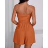 imageBTFBM Womens Romper 2026 Spring Summer Strapless Tube Tops Beach Vacation Clothes Boho Loose Shorts Jumpsuits PocketsOrange