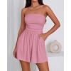 imageBTFBM Womens Romper 2026 Spring Summer Strapless Tube Tops Beach Vacation Clothes Boho Loose Shorts Jumpsuits PocketsPink