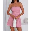 imageBTFBM Womens Romper 2026 Spring Summer Strapless Tube Tops Beach Vacation Clothes Boho Loose Shorts Jumpsuits PocketsPink