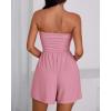imageBTFBM Womens Romper 2026 Spring Summer Strapless Tube Tops Beach Vacation Clothes Boho Loose Shorts Jumpsuits PocketsPink