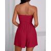 imageBTFBM Womens Romper 2026 Spring Summer Strapless Tube Tops Beach Vacation Clothes Boho Loose Shorts Jumpsuits PocketsRed