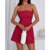 imageBTFBM Womens Romper 2026 Spring Summer Strapless Tube Tops Beach Vacation Clothes Boho Loose Shorts Jumpsuits PocketsRed
