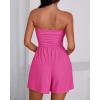 imageBTFBM Womens Romper 2026 Spring Summer Strapless Tube Tops Beach Vacation Clothes Boho Loose Shorts Jumpsuits PocketsRose Red