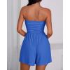 imageBTFBM Womens Romper 2026 Spring Summer Strapless Tube Tops Beach Vacation Clothes Boho Loose Shorts Jumpsuits PocketsRoyal Blue