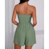 imageBTFBM Womens Romper 2026 Spring Summer Strapless Tube Tops Beach Vacation Clothes Boho Loose Shorts Jumpsuits PocketsSage Green