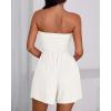 imageBTFBM Womens Romper 2026 Spring Summer Strapless Tube Tops Beach Vacation Clothes Boho Loose Shorts Jumpsuits PocketsWhite
