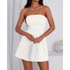 imageBTFBM Womens Romper 2026 Spring Summer Strapless Tube Tops Beach Vacation Clothes Boho Loose Shorts Jumpsuits PocketsWhite