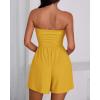 imageBTFBM Womens Romper 2026 Spring Summer Strapless Tube Tops Beach Vacation Clothes Boho Loose Shorts Jumpsuits PocketsYellow