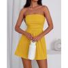 imageBTFBM Womens Romper 2026 Spring Summer Strapless Tube Tops Beach Vacation Clothes Boho Loose Shorts Jumpsuits PocketsYellow